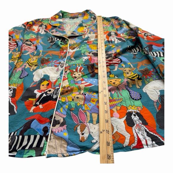 Karen Mabon Pajama Top Womens XL Fancy Dress Dogs Organic Cotton TOP ONLY - Picture 7 of 11